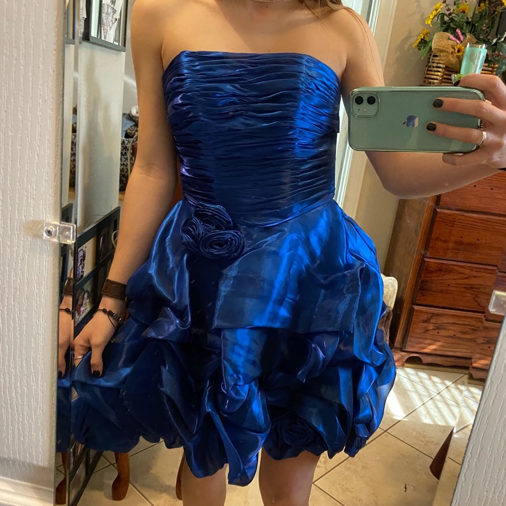 Royal blue strapless dress